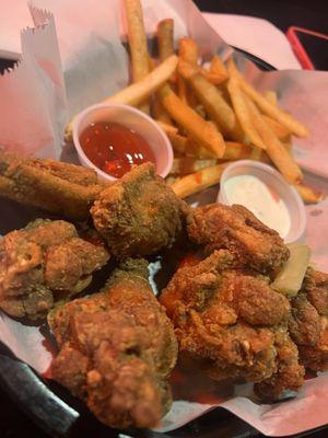 Chicken wings and fries