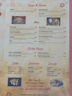 Salads and chills menu