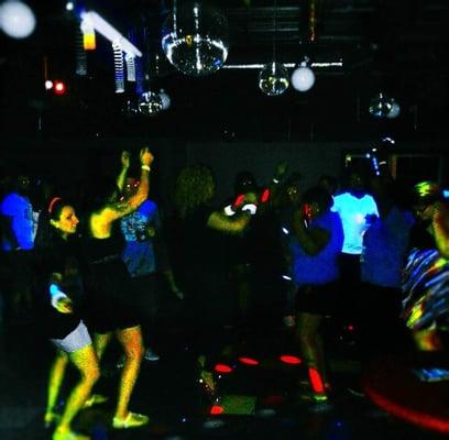 Black out party.  They had black lights and glow sticks. The best part was a live edm dj.