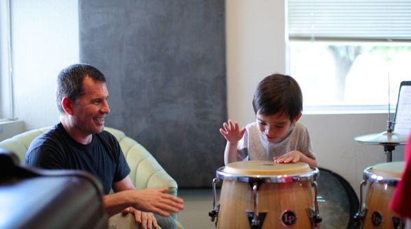 Drum lesson with a 4 year old