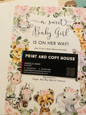 Printed our Baby Shower invitations even better than expected for a great price!