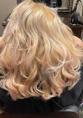 Blonde highlights and toner, haircut