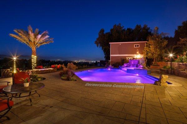 Pool , waterfall , and firepit