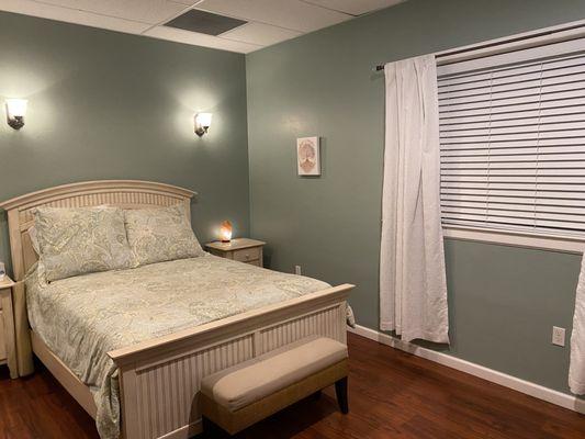 Sage birthing suite with queen bed