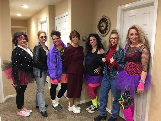 our office rocking the 80s