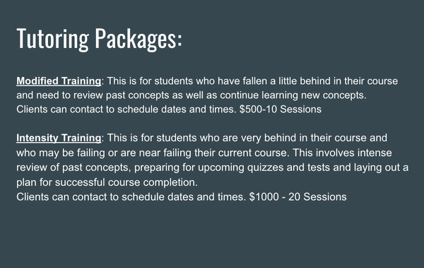 I work with students from kindergarten to 12th grade.  
Sessions are availiable on Zoom!