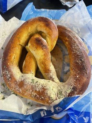 Sour cream and onion pretzel with haphazard seasoning