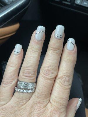 Dip manicure with foil nail art strips