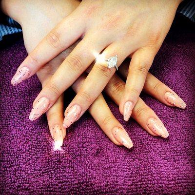 Gel powder feel with shellac polish nails by Tracy