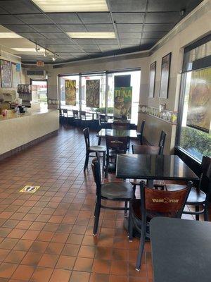 Clean dining area.