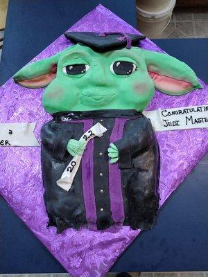 Baby Yoda Grad Cake