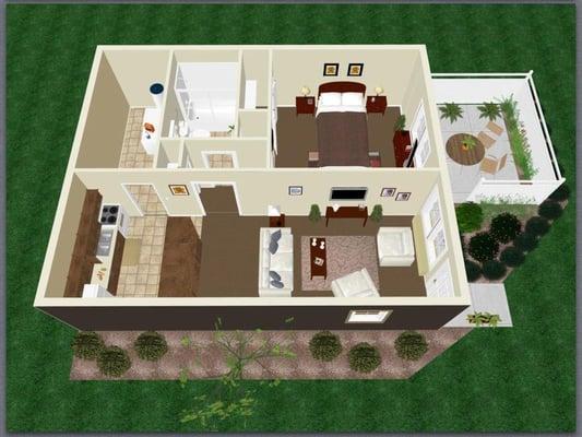 1 bedroom 3D floorplan