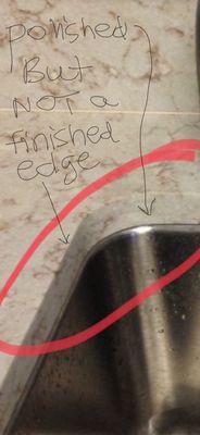 Sink does not have the eased edge finish.