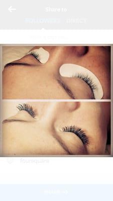 Before and after Eyelash Extensions