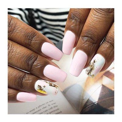 Manicure & Dipping Powder & Nail Art ( gold foil abstract)