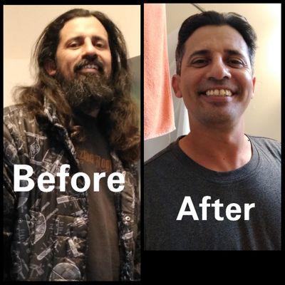 Mel does fantastic work look at the difference in the before and after photo of my husband.