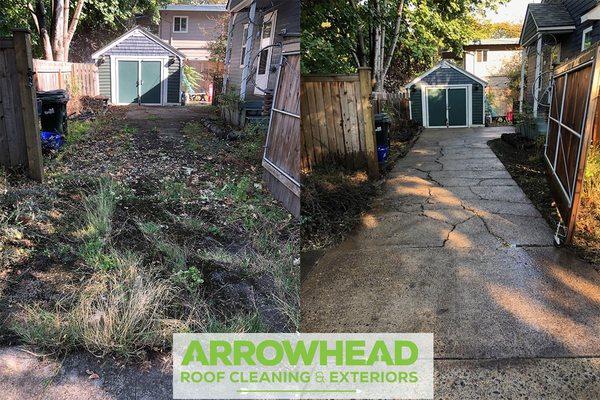 Residential Driveway Power Wash Cleaning Before & After