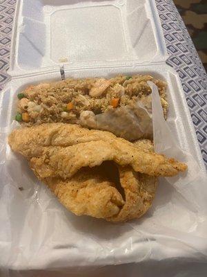 Whiting fish n shrimp fried rice