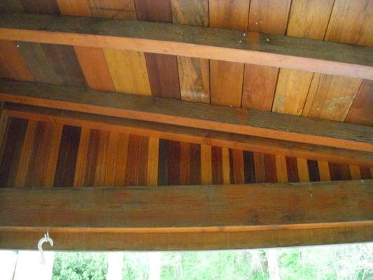 ceiling of upper porch five years later