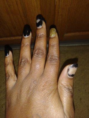 Gel nails should not be looking like this in a week especially for $50 and a tip!