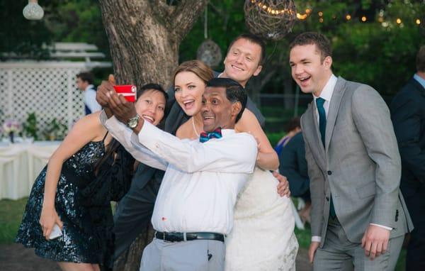 Don the incredible MC taking a selfie with the bride, groom and some wedding guests :)