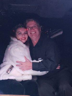 Father and daughter in the Limo