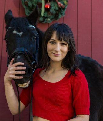 This is from a Christmas session a horse and his rider at a barn in Sacramento.