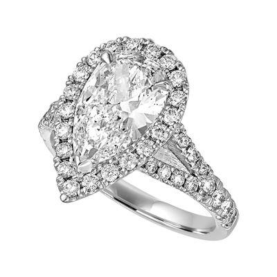 Pear shape diamond halo ring