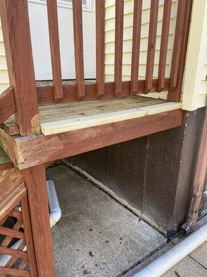 Repaired a deck for a relators punch list.