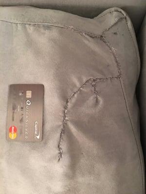 A close up of the "3-hour hand made job". Credit card on the side to help appreciate its size.