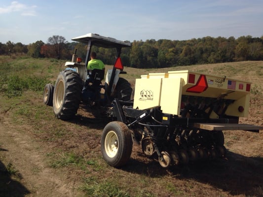 Bobby planting our first field of wheat straw