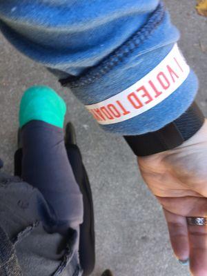 I voted today with a broken foot on a scooter!