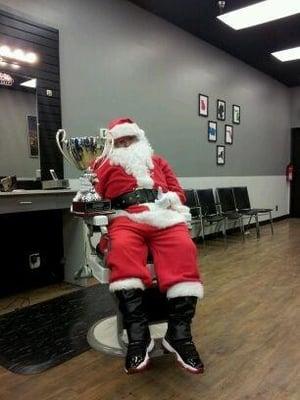 santa at chop it up barbershop