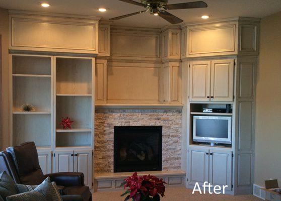 Painted cabinets with glazing