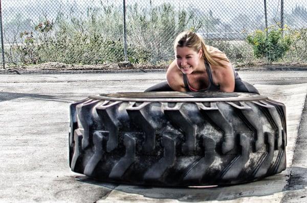 Tire flips for Kim...Working hard