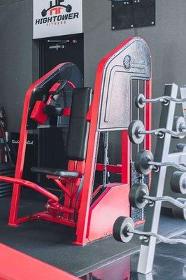 The Nautlius Pullover Machine. This targets the largest single muscle of the upper body, the Latissimus Dorsi.