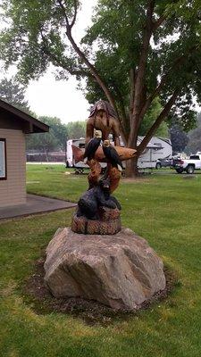 Very nice statue stands in front of the bathhouse near the "D" loop.