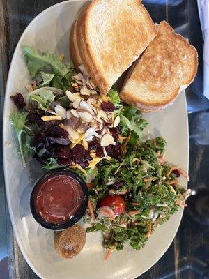 Connie's Connie's Bacon, Ham, Cheese and Caramel Apple Sandwich, Kitchen Sink Side Salad,Arcadian Spring Side Salad