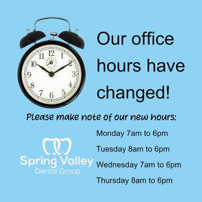 Hey y'all! We have changed our office hours!