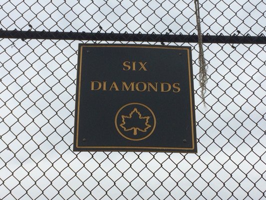 NYC parks department sign for six diamonds park.