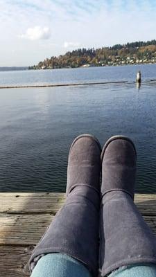 Enjoying a lovely fall day on the dock