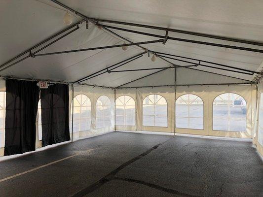 Frame Tent with Cathedral Window Sidewalls - Inside View