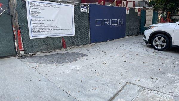 Another view of the sidewalk in front of 1216 North Flores st, an Orion Construction site.