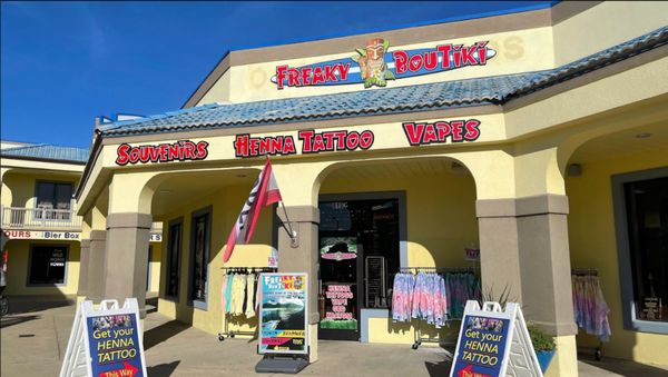 Corolla's hidden gem : Explore Freaky BouTiki for unique souvenirs, custom tees, surf vibes, henna tattoos, vapes, juul, cbd, edibles, THC