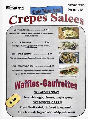 CREPE SALEES & WAFFLES MENU