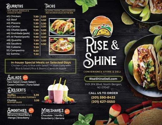 Rise & Shine Convenience Store & Deli - Menu Outside