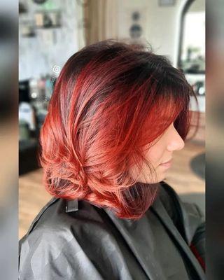 Creative color that is office friendly, shades of permanent reds for a long lasting effect