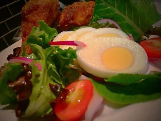 My home made salad and Crown  fried chicken