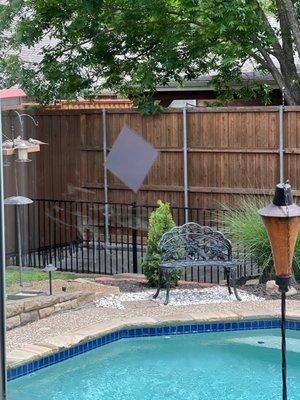 They put a rod iron fence behind our pool. They also moved our side fences towards our house. Awesome job, very clean.