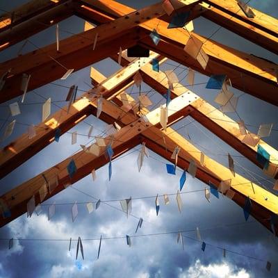 Wood + Glass art installation in the park.